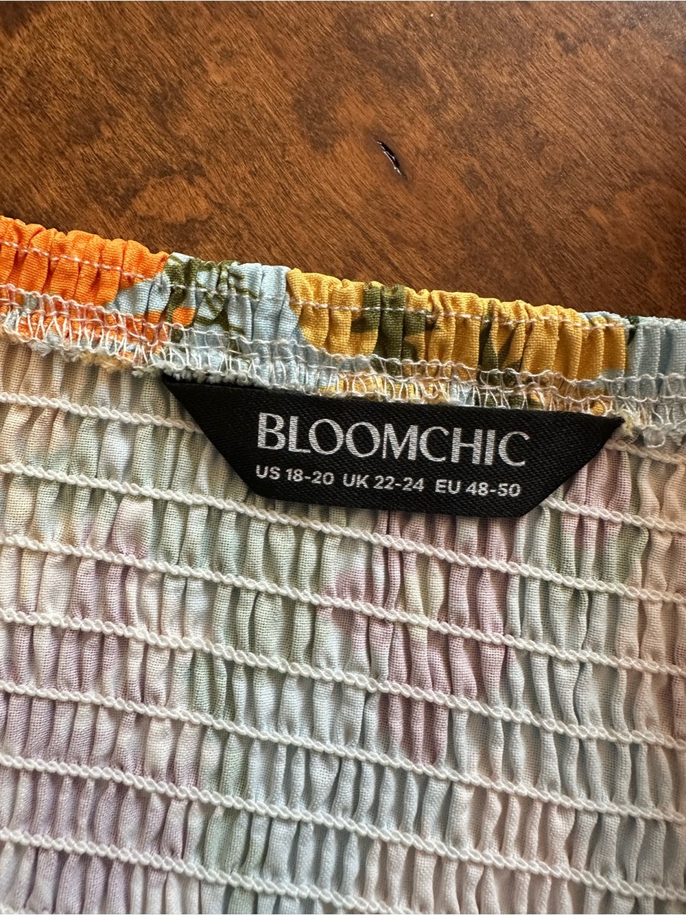 BloomChic 2X Floral Smocked Midi Dress Blue Boho Flutter Sleeve Pockets - Picture 3 of 6